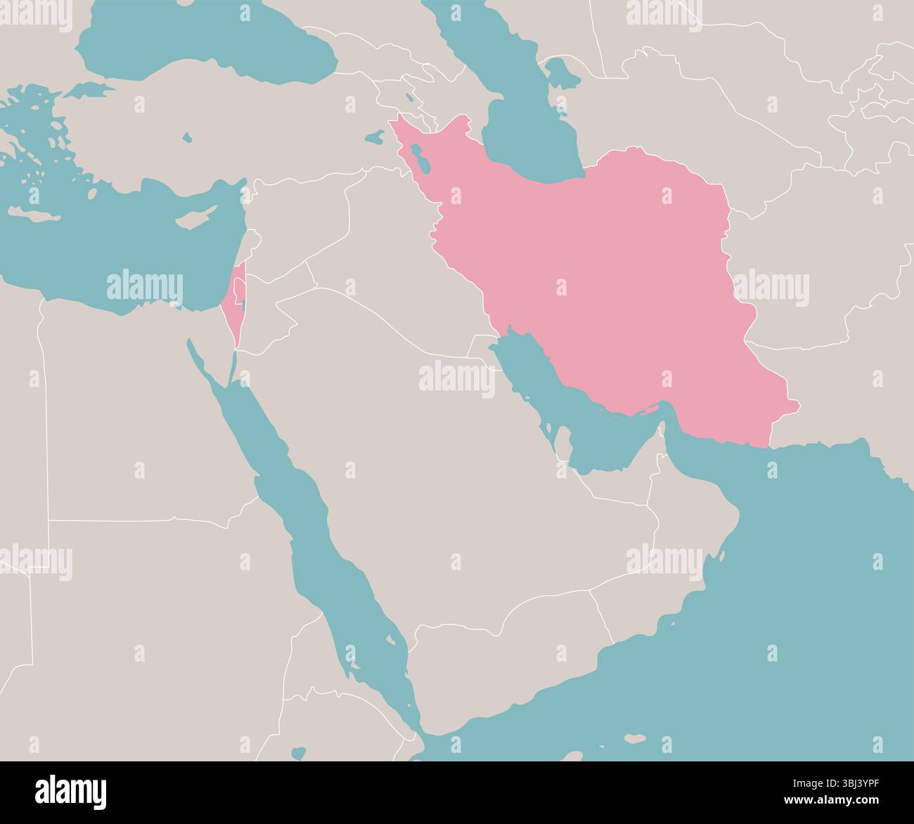 Abbildung der Karte des Nahen Ostens (Iran- und Israel-Krieg) | kein Text Stock Vektor