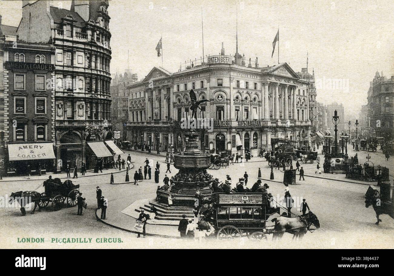Vintage-Postkarte des Zirkus Piccadilly, London. Stockfoto
