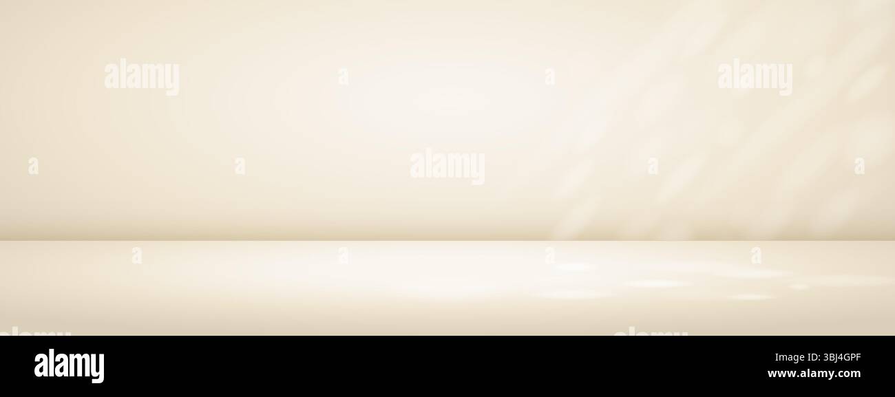 Beigefarbenes Studiozimmer mit Sonnenstrahlen. Limboheller Hintergrund. Abstraktes 3D bg mit leerem Platz für Werbetext. Illustration des Vektormodells Stock Vektor Beigefarbenes Studiozimmer mit Sonnenstrahlen. Limboheller Hintergrund. Abstraktes 3D bg mit leerem Platz für Werbetext. Illustration des Vektormodells Stock Vektor