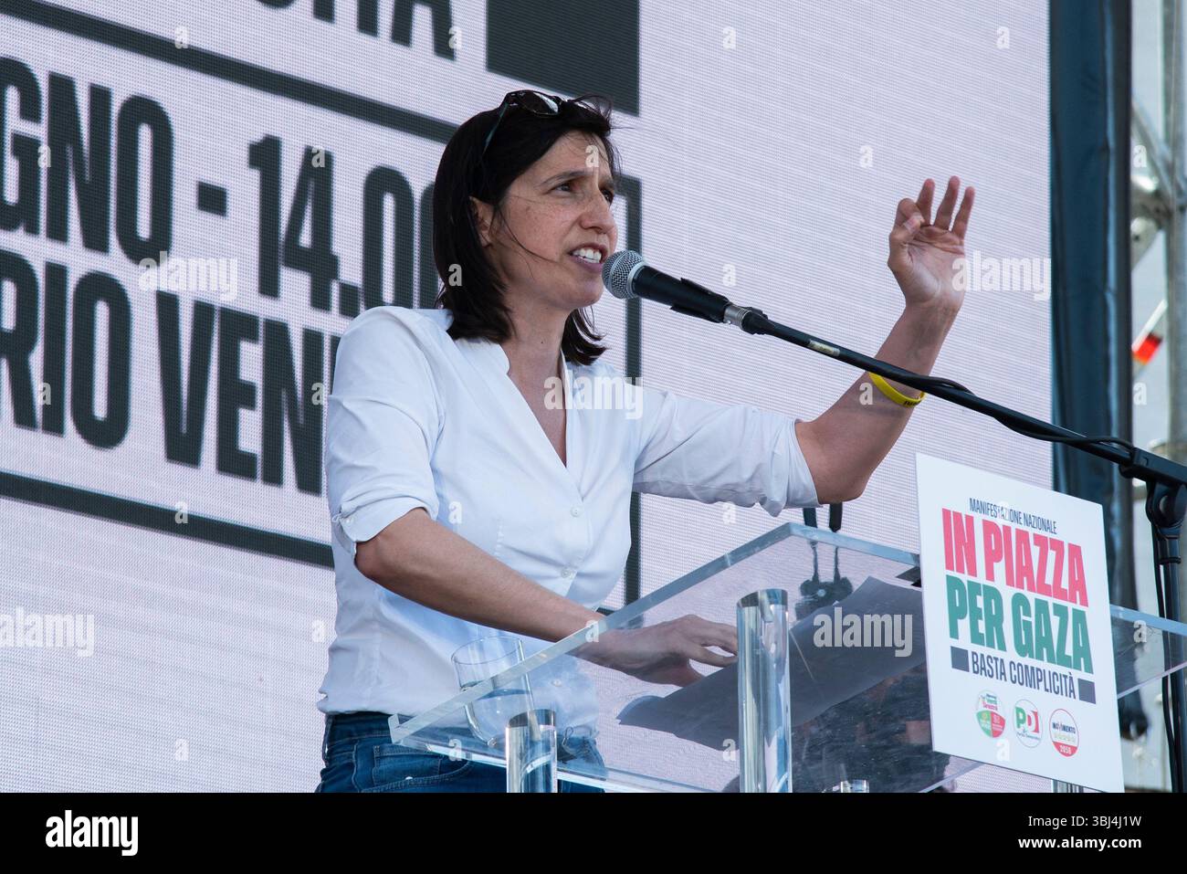 Rom, Italien. Juni 2025. Demonstration für Gaza, stoppt das Massaker. NUR REDAKTIONELLE VERWENDUNG! NICHT FÜR KOMMERZIELLE ZWECKE! Stockfoto