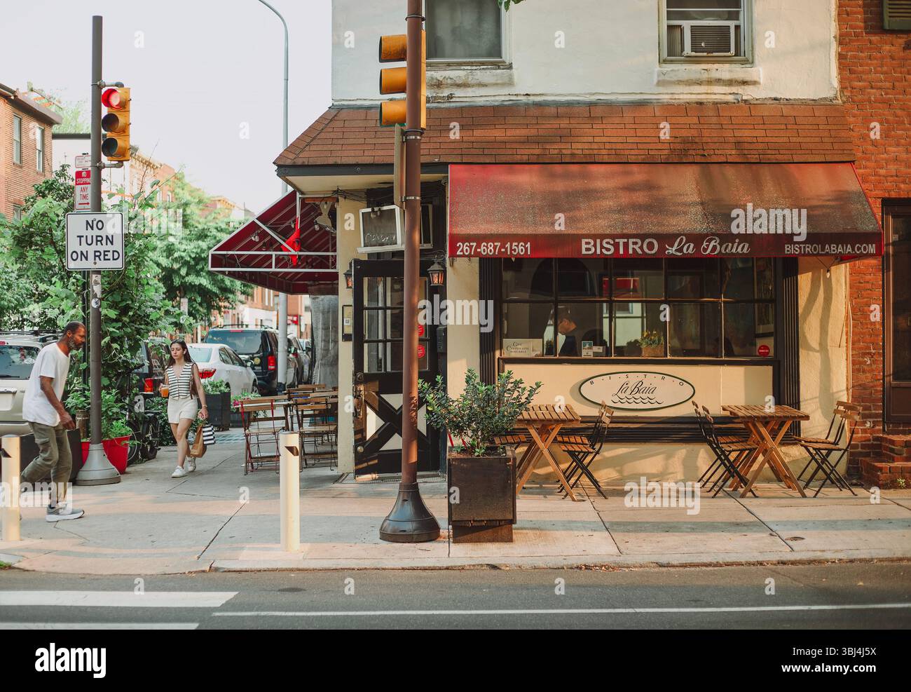 Red Markning Bistro in der ruhigen Ecke in Philadelphia Stockfoto