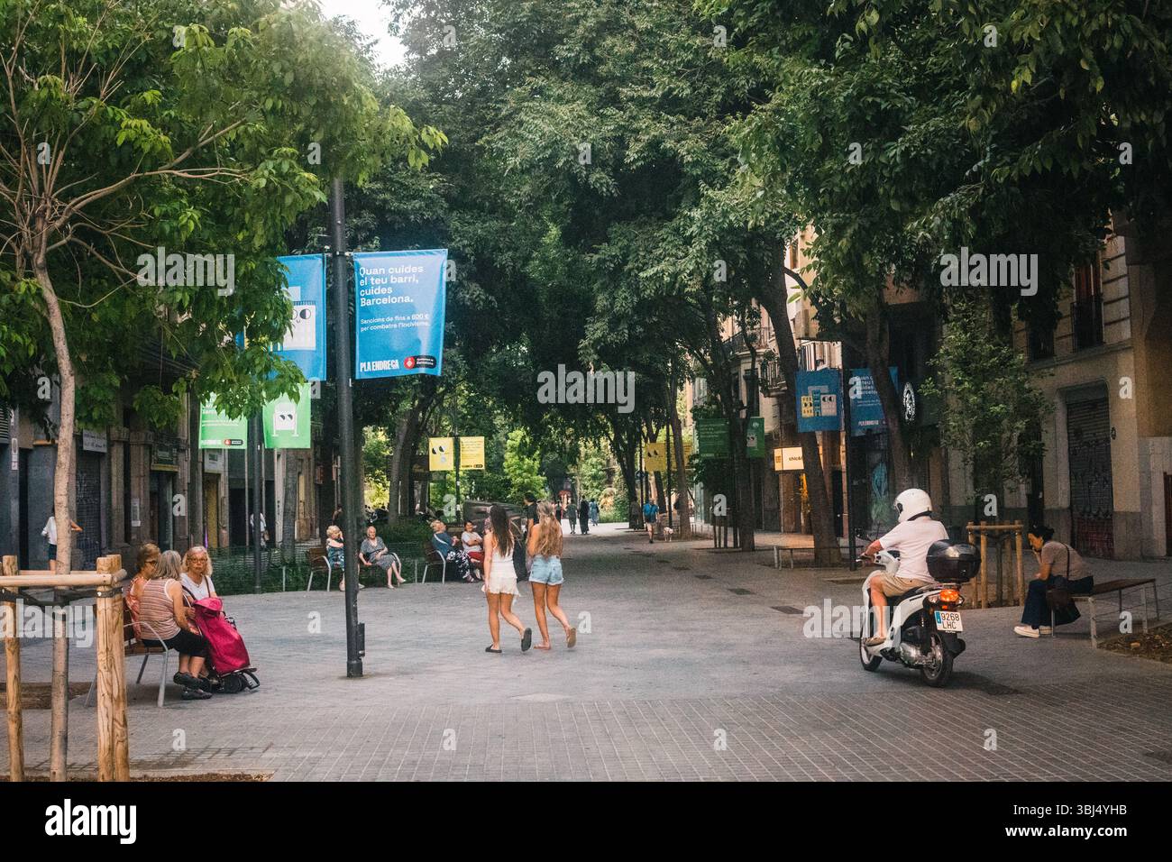 Barcelona Sommerstraßen Stockfoto