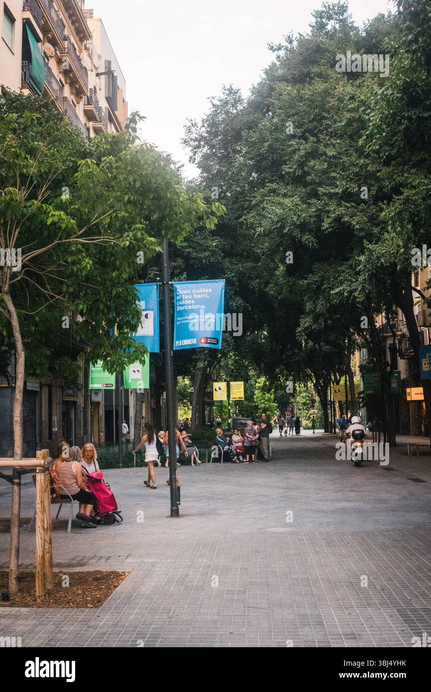 Barcelona Sommerstraßen Stockfoto