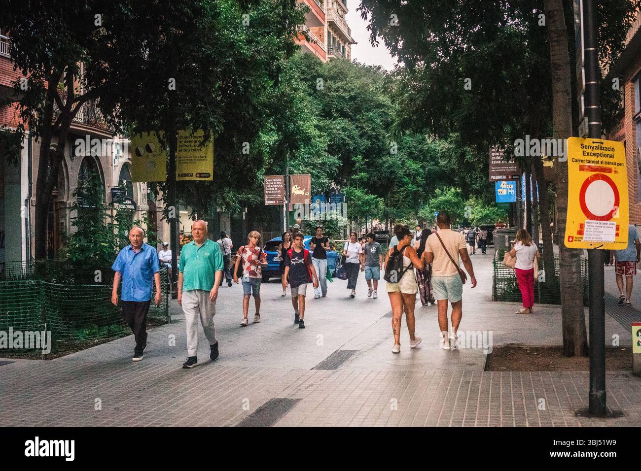 Barcelona Sommerstraßen Stockfoto