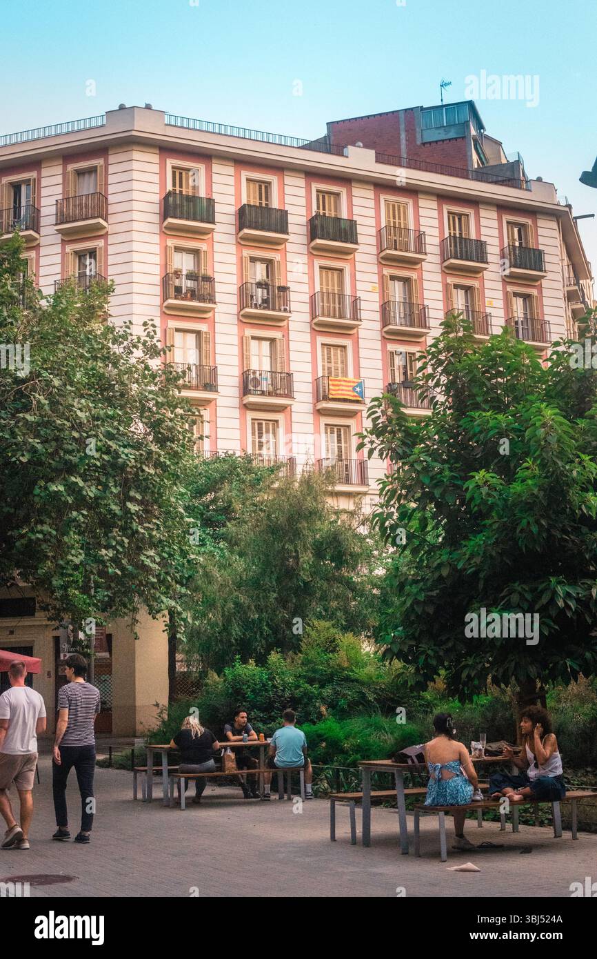 Barcelona Sommerstraßen Stockfoto