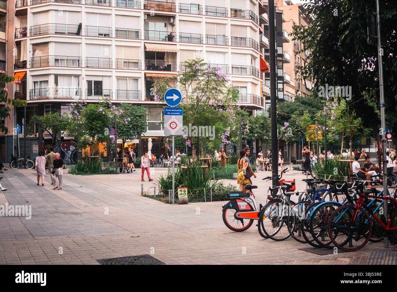 Barcelona Sommerstraßen Stockfoto
