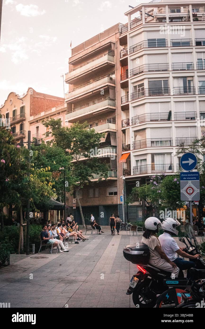 Barcelona Sommerstraßen Stockfoto
