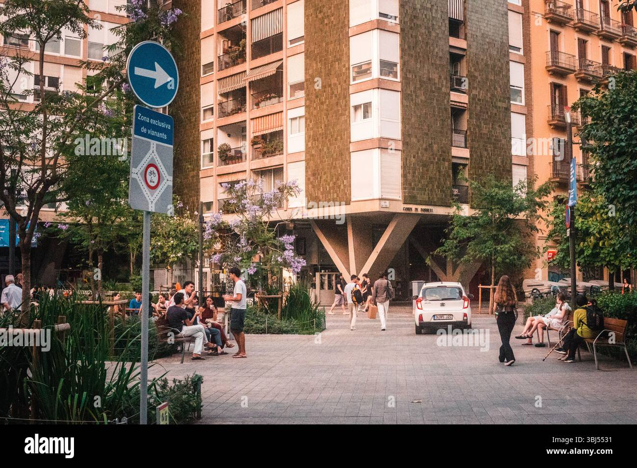 Barcelona Sommerstraßen Stockfoto