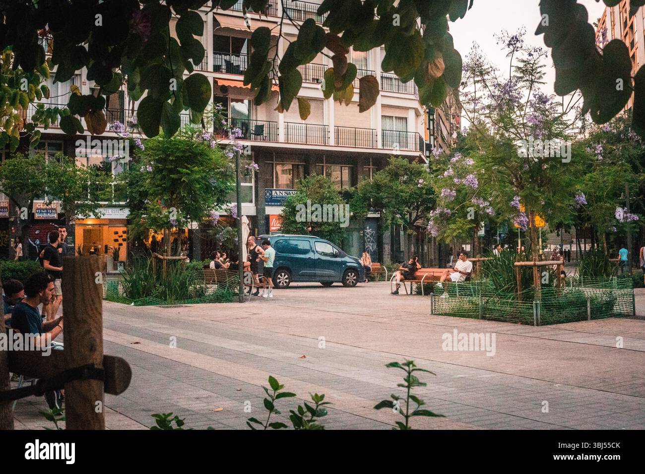 Barcelona Sommerstraßen Stockfoto