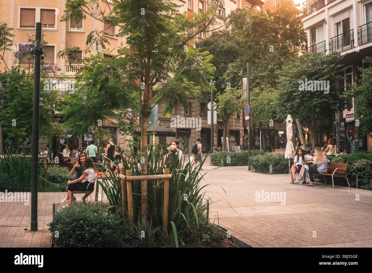 Barcelona Sommerstraßen Stockfoto