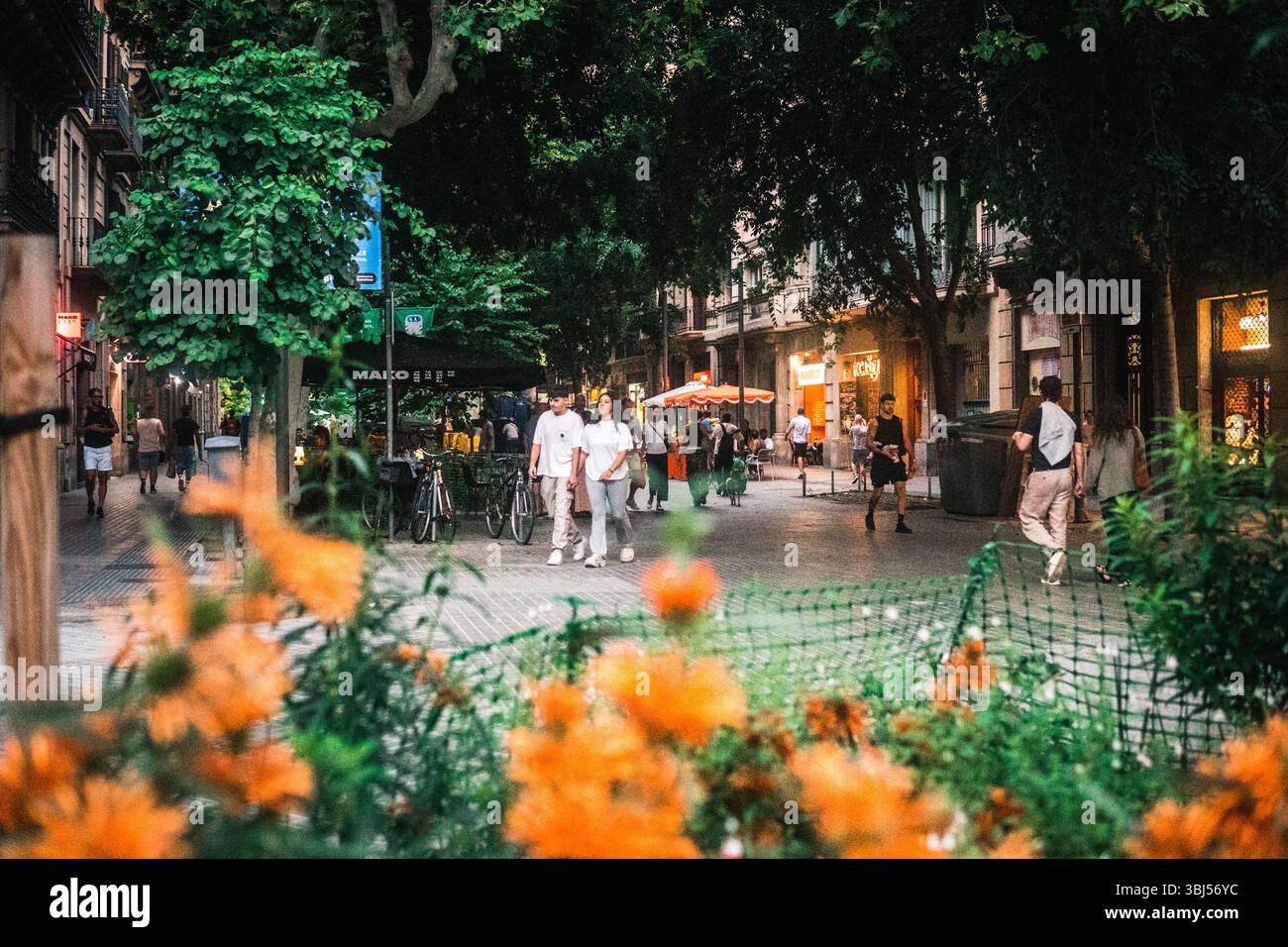 Barcelona Sommerstraßen Stockfoto