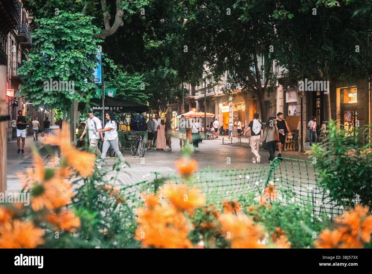 Barcelona Sommerstraßen Stockfoto