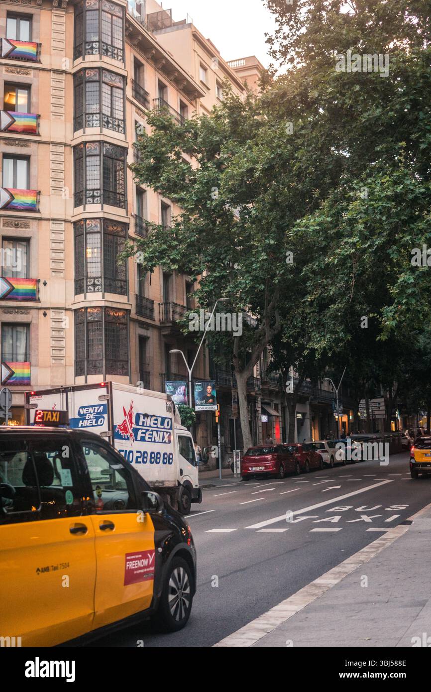 Barcelona Sommerstraßen Stockfoto