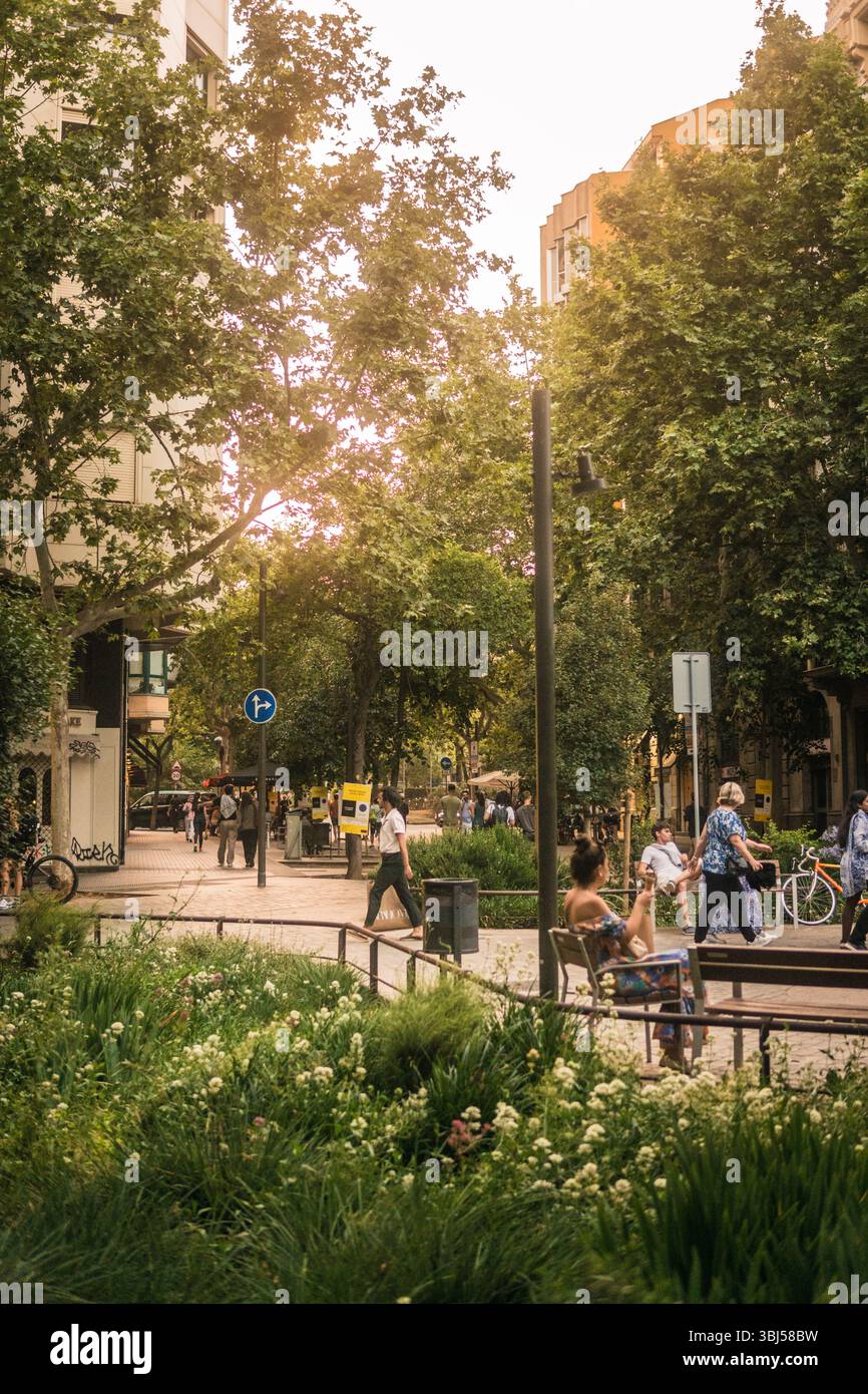 Barcelona Sommerstraßen Stockfoto