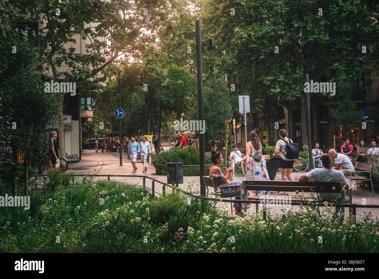 Barcelona Sommerstraßen Stockfoto