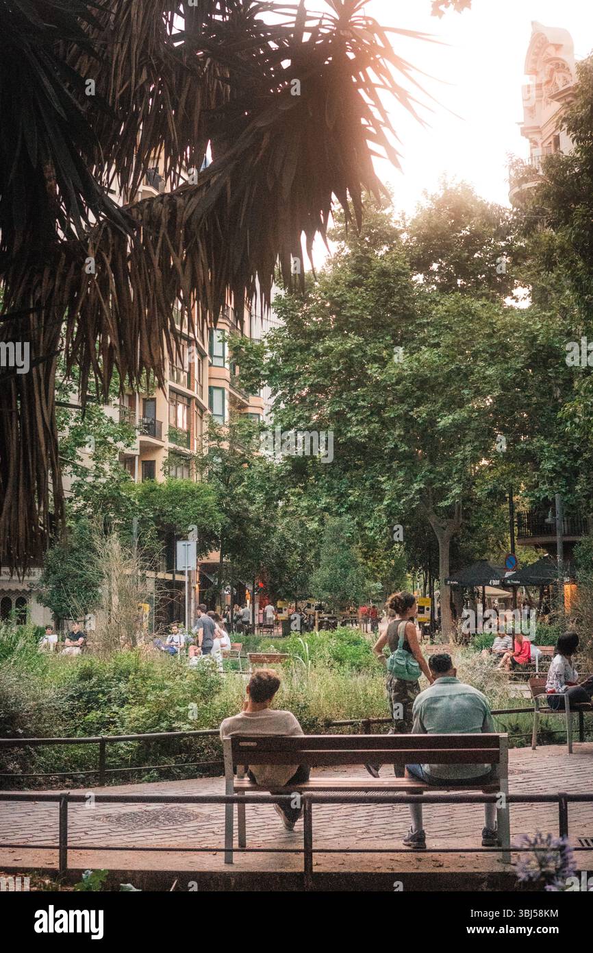 Barcelona Sommerstraßen Stockfoto