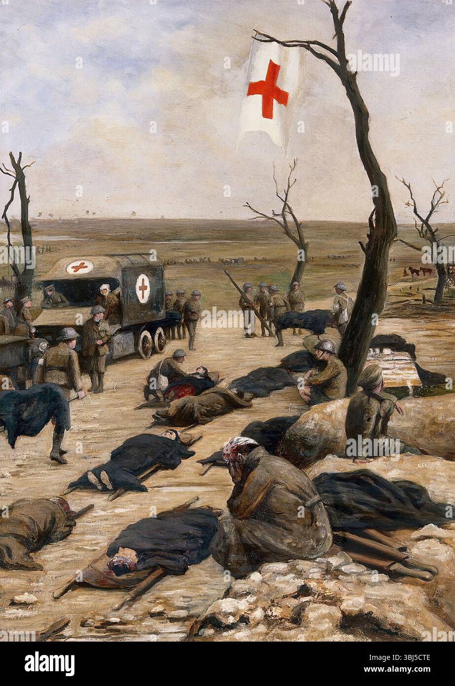 1. Weltkrieg: Eine moderne Umkleidestation am Straßenrand. Stockfoto