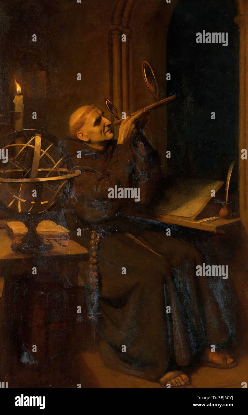 Roger Bacon in seinem Observatorium am Merton College, Oxford, C1260s, 1912. Stockfoto