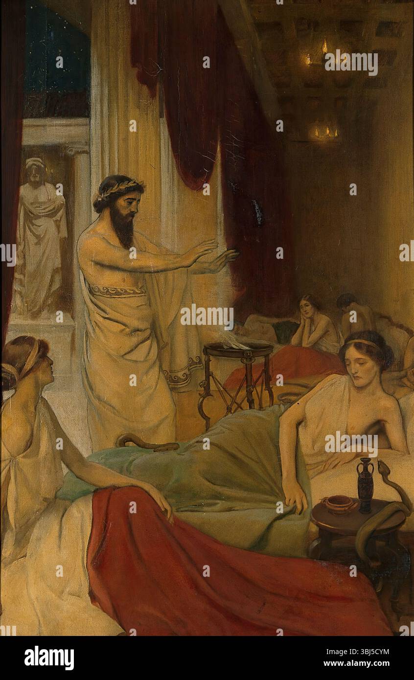 Patienten, die im Tempel des Äskulapius in Epidaurus schlafen, 1912. Stockfoto