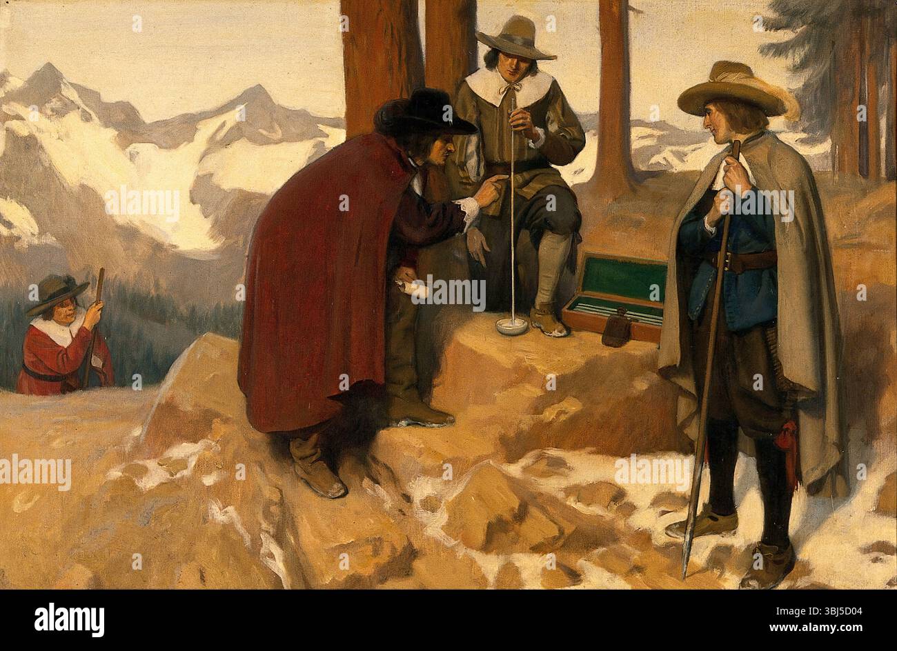 Pascal's Experiment im Puy de D&#xf4;ME, um die Beziehung zwischen atmosphärischem Druck und Höhe zu testen, 1648, c1910. Stockfoto