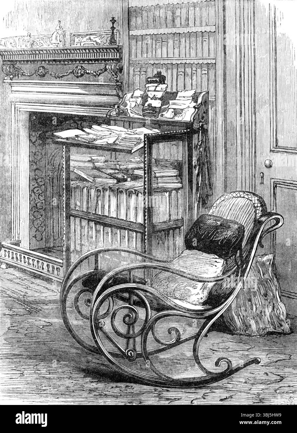 Eine Ecke in Dean Stanleys Arbeitszimmer, das Dekanat, Westminster, 1881. "Die Beerdigung des beklagten Dekans von Westminster...[ein] liebenswürdigster und vollendeter Würdenträger der englischen Kirche fand letzten Montagnachmittag in Westminster Abbey statt." Aus Illustrated London News, 1881. Stockfoto