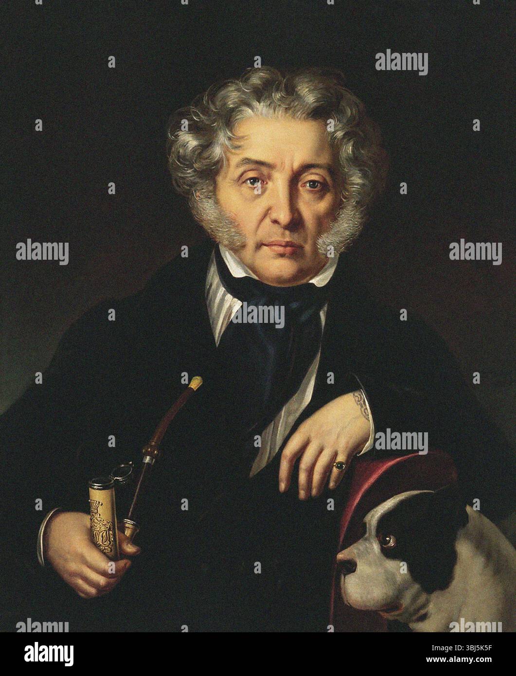 Porträt des Grafen Fjodor Iwanowitsch Tolstoi (1782–1846), bekannt als der „Amerikaner“, 1846. Gefunden in der Sammlung des A. Puschkin Memorial Museum, St. Petersburg. Stockfoto