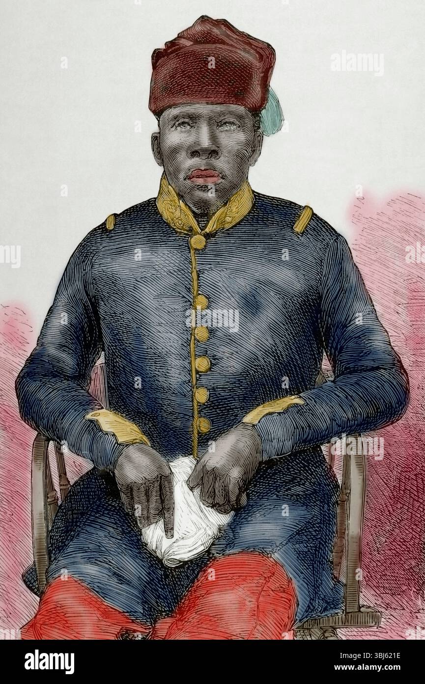 Gabasheane Masupha, Oberhaupt von Basotho, 1940er? Gabasheane Masupha (1903–1949), regierte von 1940 bis 1941 als oberster Häuptling von Basotho (heute Lesotho). (Farbiger Schwarzweiß-Druck). Stockfoto