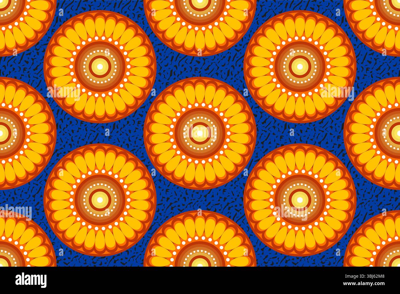 Nahtloser afrikanischer Wachsdruck, handgefertigtes ethnisches Textil für Ihr Design, Afro ethnische Blumen und geometrische Elemente mit Stammesmotiven. Vektorstruktur, Stock Vektor