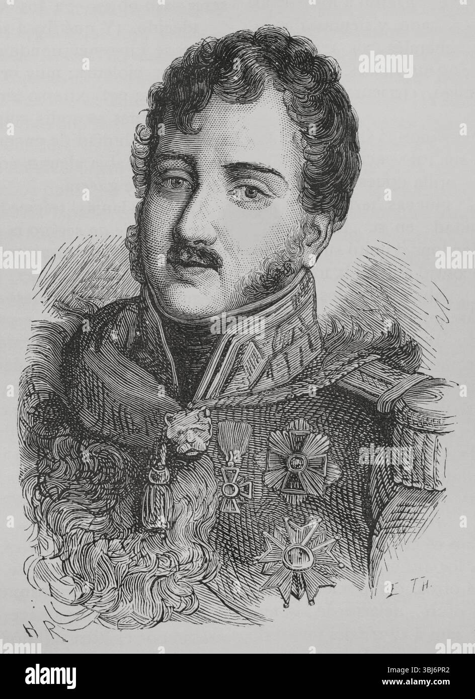 Józef Antoni Poniatowski (1763-1813). Polnischer Aristokrat und General. Marschall des Französischen Reiches während der Napoleonischen Kriege. Hochformat. Gravur. "Histoire du Consulat et de l'Empire" (Geschichte des Konsulats und des französischen Reiches unter Napoleon), von A. Thiers. Band IV. Veröffentlicht in Barcelona, 1879. Stockfoto