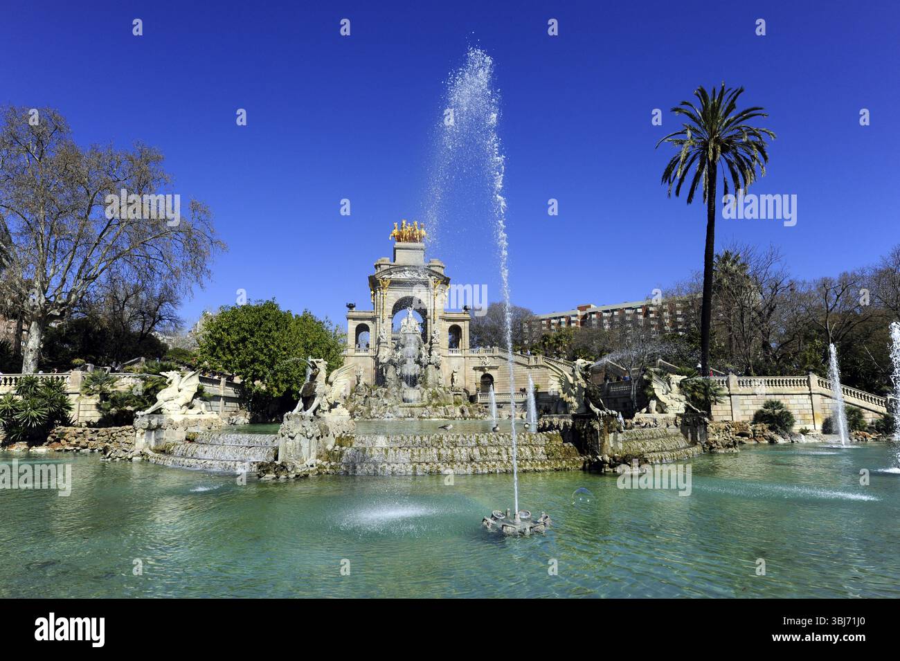 La Cascada, ein Brunnen im Park der Weltausstellung von 1888, Parc de la Ciutadella, Ciutat Vella, Barcelona, Katalonien, Spanien, Europa Stockfoto