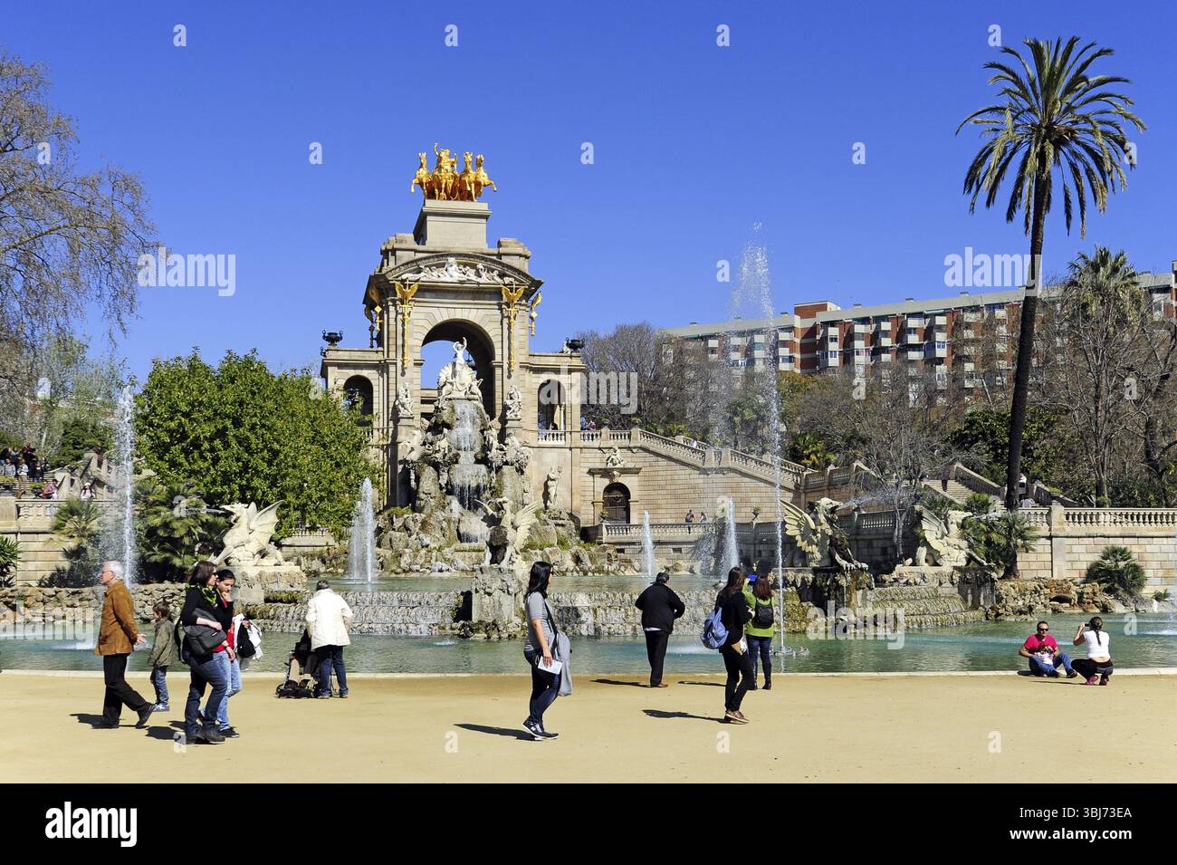 La Cascada, ein Brunnen im Park der Weltausstellung von 1888, Parc de la Ciutadella, Ciutat Vella, Barcelona, Katalonien, Spanien, Europa Stockfoto
