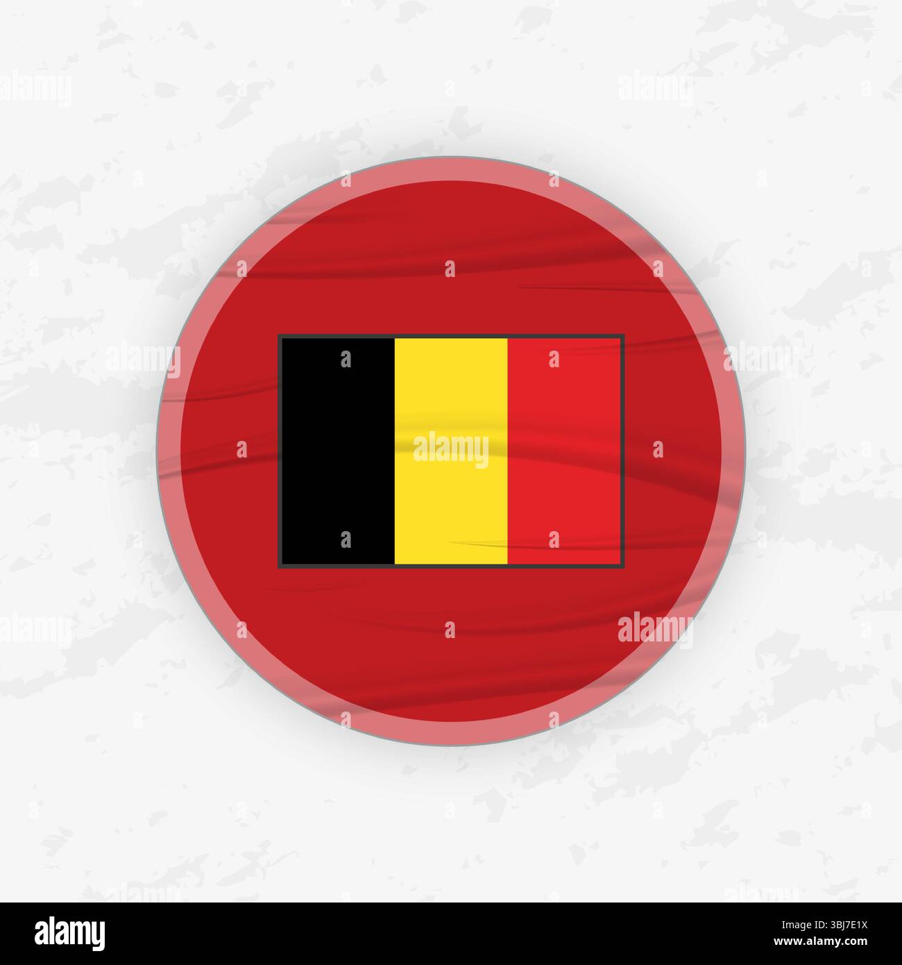 Belgische Flagge im kreisförmigen Emblem-Design, abstrakte runde Aufkleber-Illustration. Diese hochwertige Vektorgrafik ist perfekt für den Einsatz in patriotischem Design Stock Vektor