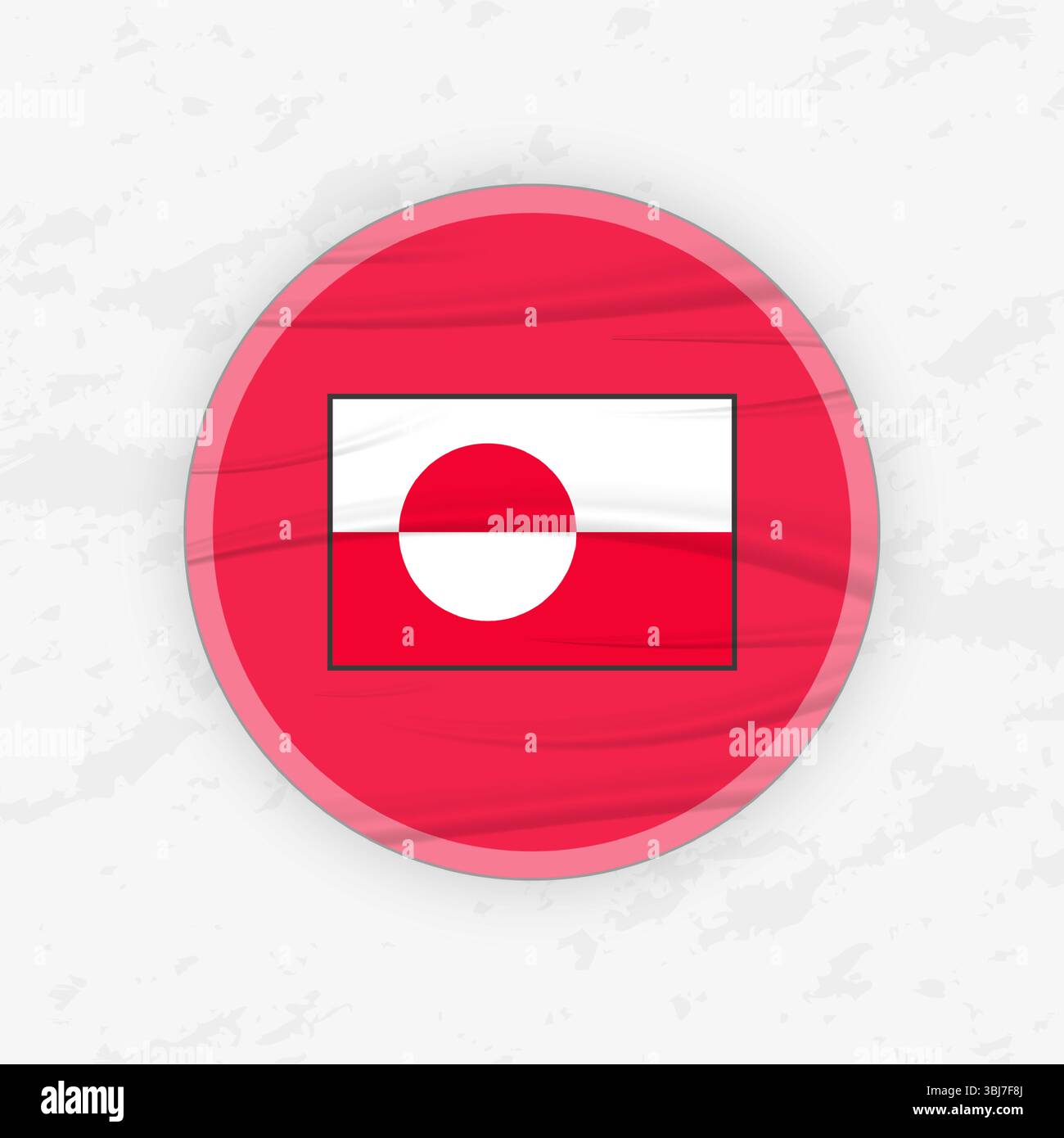 Grönländische Flagge im kreisförmigen Emblem-Design, abstrakte Illustration des runden Aufklebers. Diese hochwertige Vektorgrafik ist perfekt für den Einsatz in patriotischen DE Stock Vektor