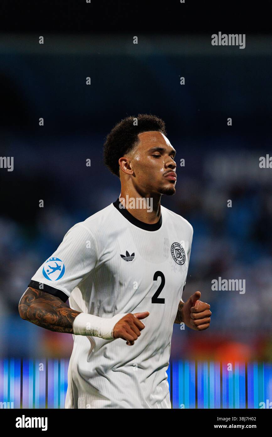 Nnamdi Collins beim Spiel der UEFA Euro U-21 2025 zwischen den Nationalmannschaften Deutschland und Slowenien (Maciej Rogowski) Stockfoto