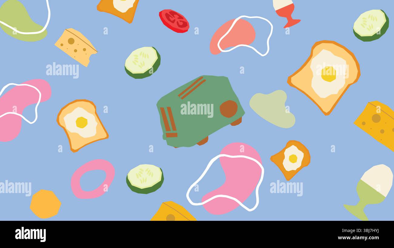 Hintergrund für Toaster und Toast am Morgen Stock Vektor