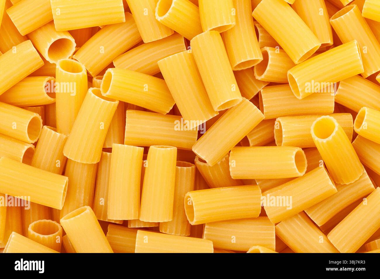 Pasta Rigatoni Muster Textur Hintergrund Draufsicht Stockfoto