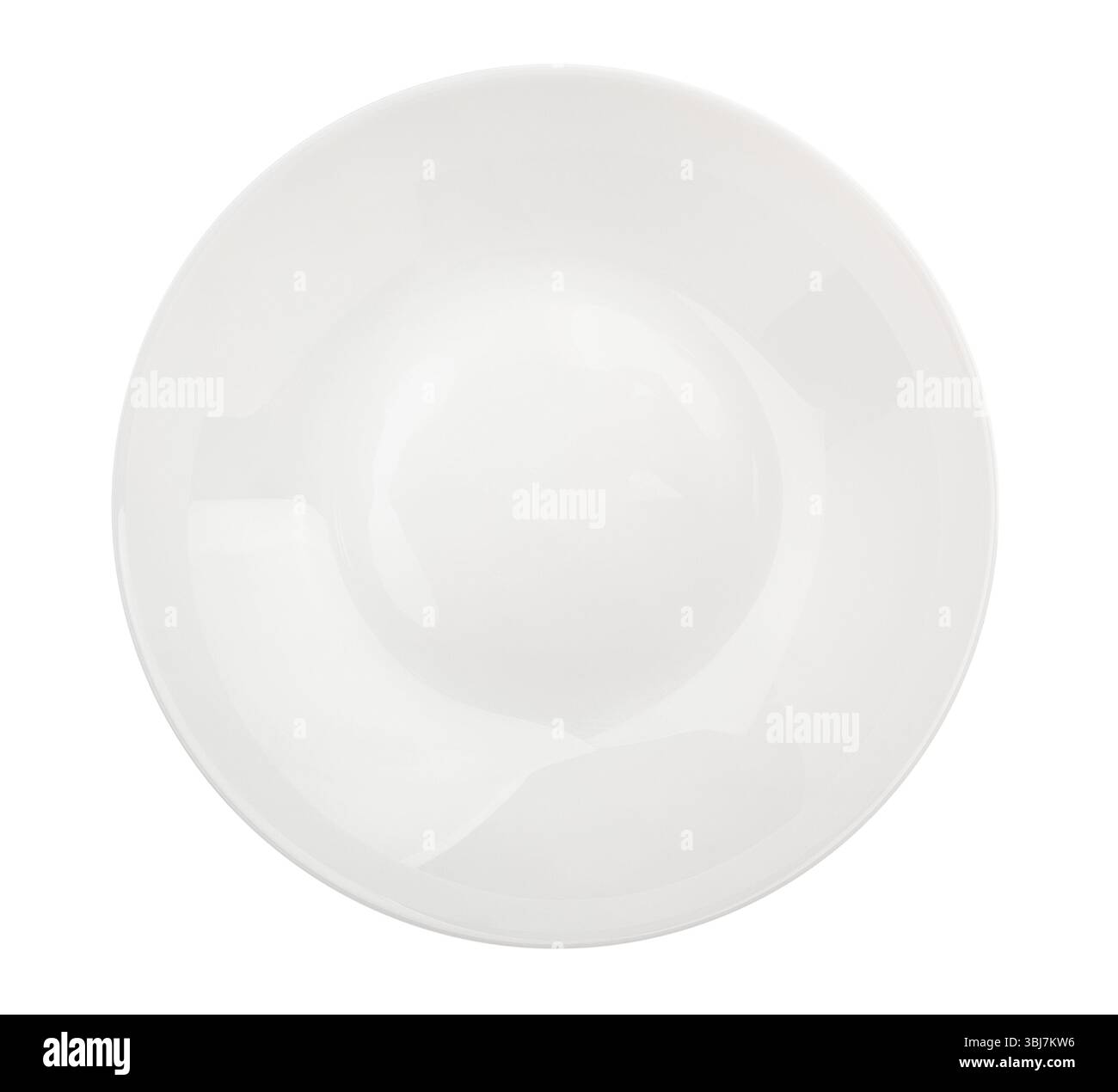 Weiße Platte oberer leerer Pfad isoliert auf weiß Stockfoto