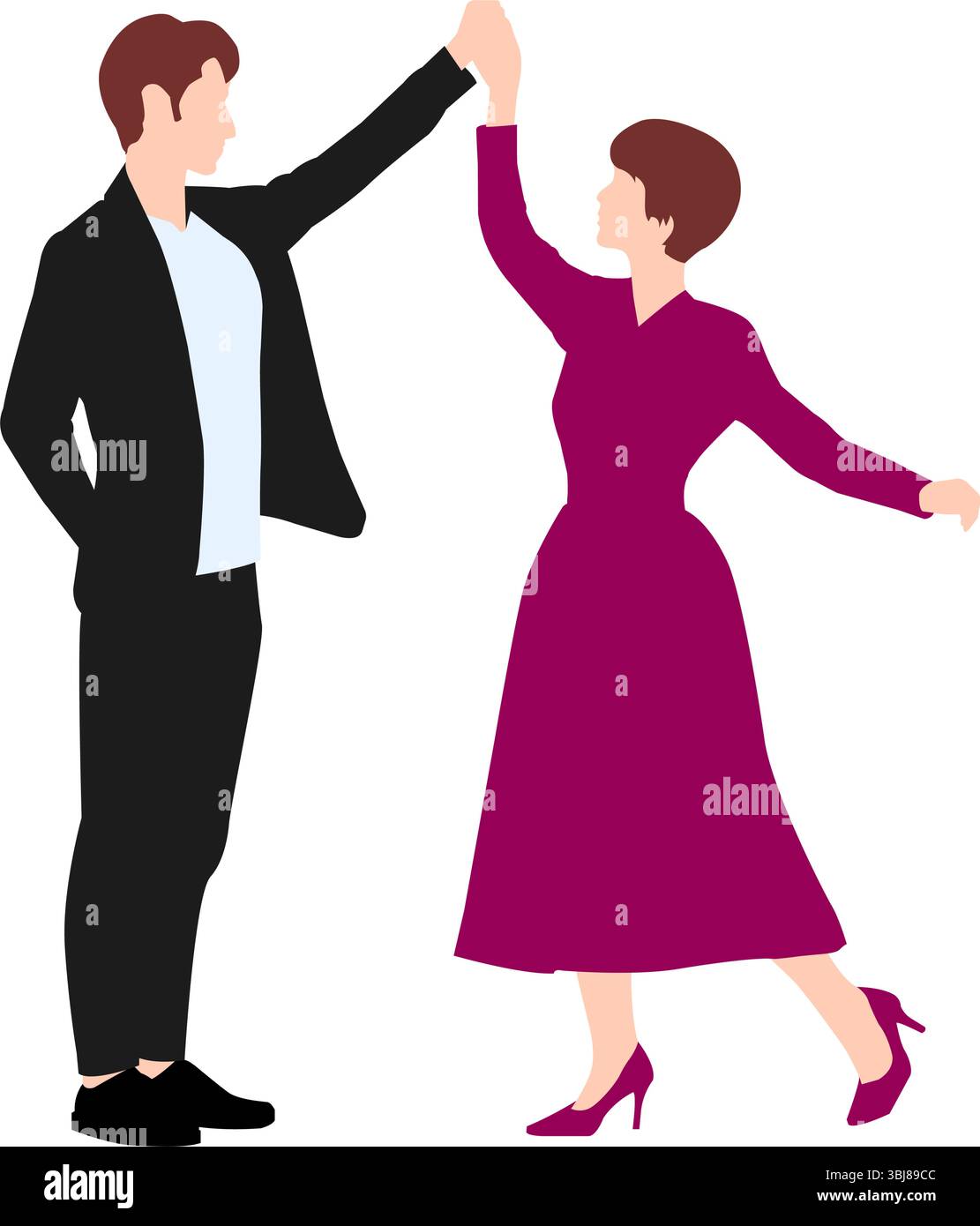 Silhouettenillustration von Männern und Frauen im Tanzsaal Stock Vektor