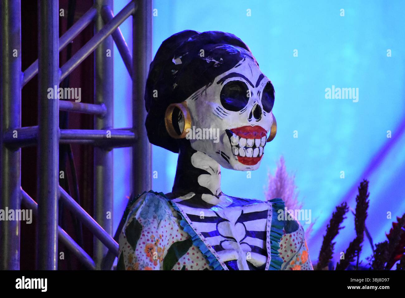 Catrina unter einer Show im Feria de la Cultura Rural an der Chapingo Autonomous University Stockfoto