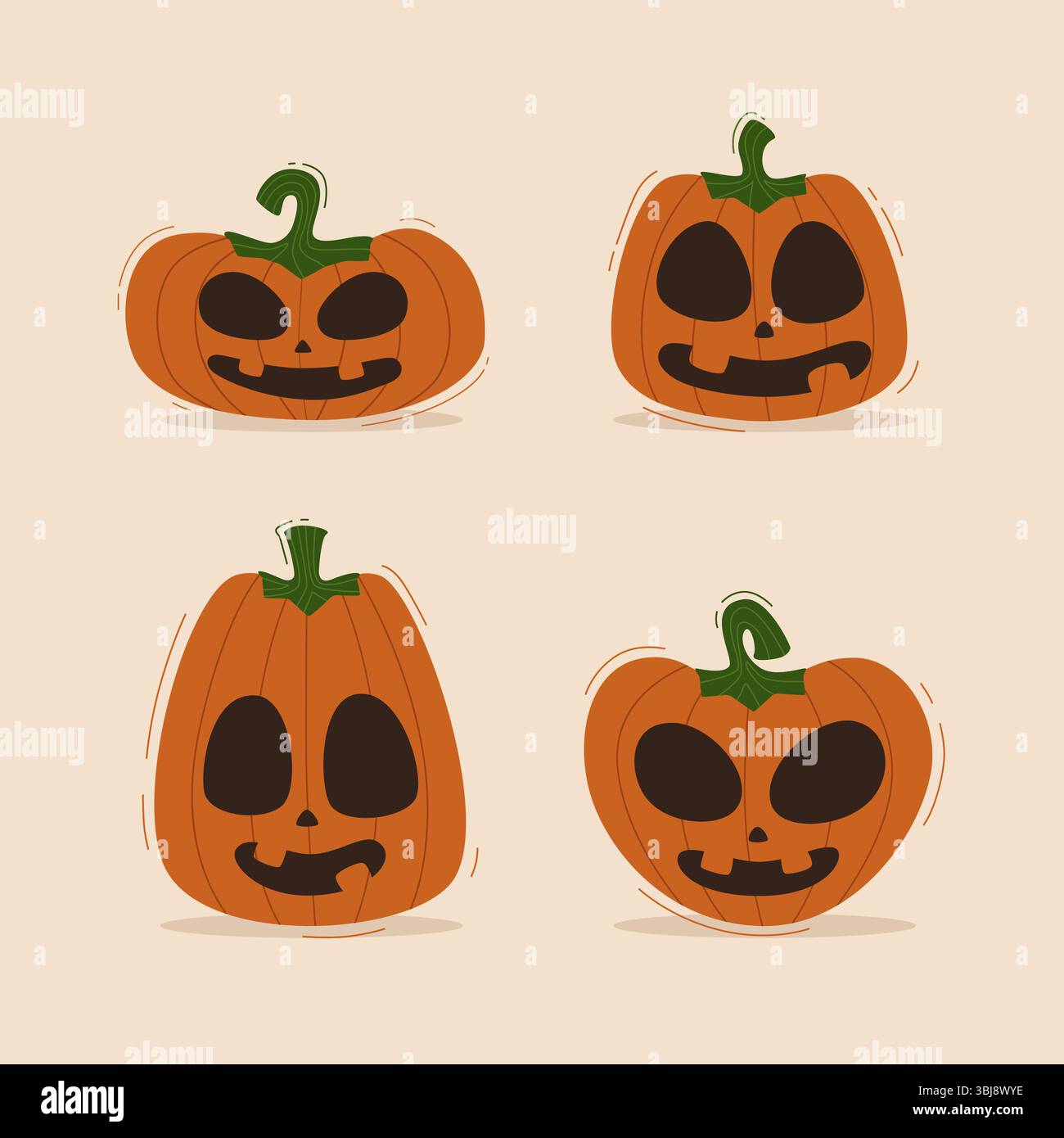 Set von Halloween Kürbis flache Icon Vektor Illustration Stock Vektor