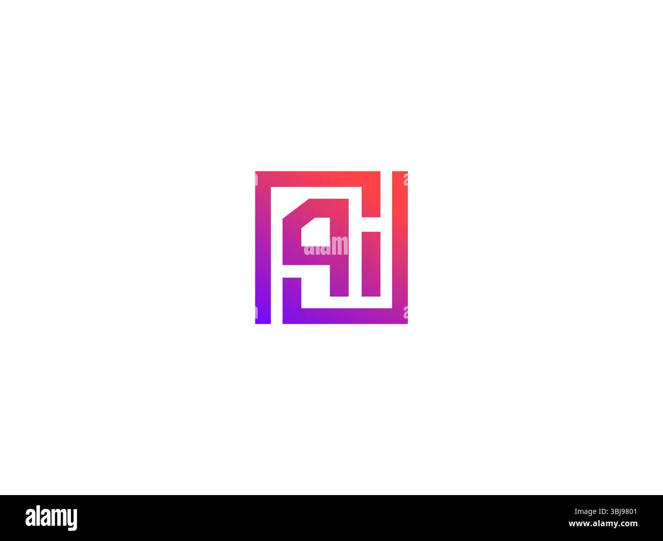 AI-Logo, Translator Engine-App, Lernsystem. Minimales Chip-Symbol, digitales Schaltungsemblem. Intelligentes Assistenten-Symbol, Chatbot-Kommunikation, sichere Technik Stock Vektor