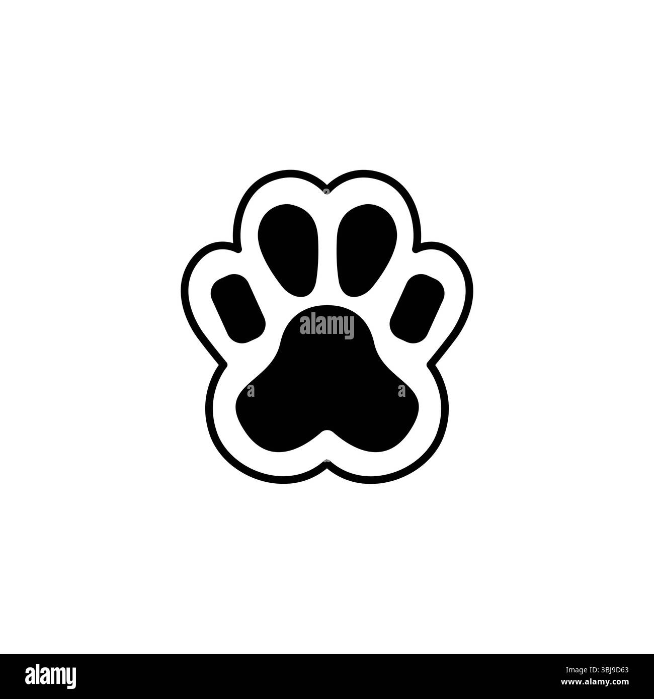 Schwarze Hundepfote Druck Silhouette Vektor-Illustration Stock Vektor
