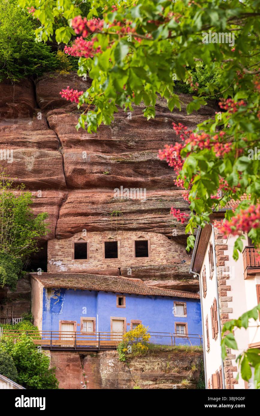Les maisons troglodytes de Graufthal, Elsass, Unterrhein Stockfoto