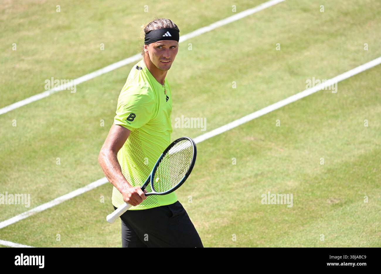 Alexander Zverev (DE) Jubel, Freude, Emotion, emotional, jubelt, Glueck, gluecklich, ueber Matchgewinn Tennis Herren BOSS Open ATP 250 Stuttgart 2025 Weissenhof Stockfoto