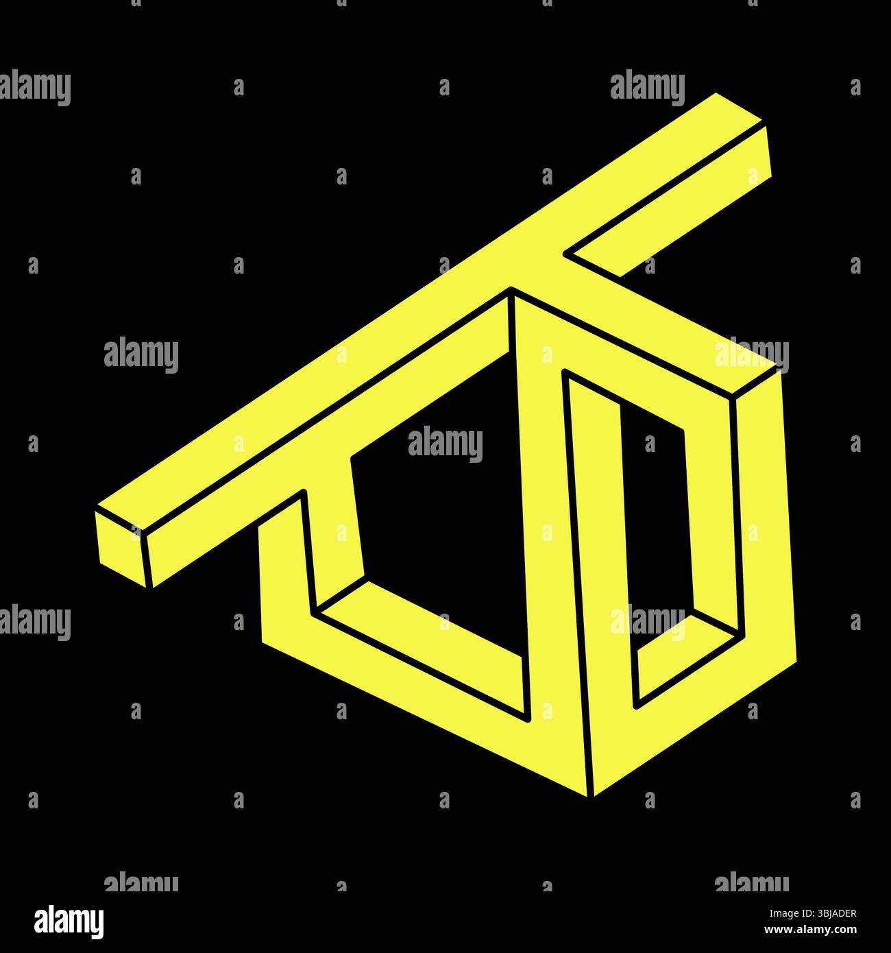 Optische Täuschung. Unmögliche Formen. Figur mit heiliger Geometrie. Abstraktes ewiges geometrisches Objekt. Unmögliche endliche Konturform. OP Art. Unmöglich Stock Vektor