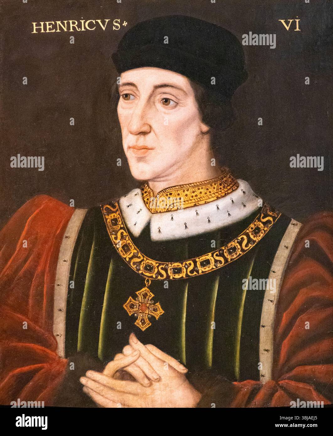 Porträt von König Heinrich VI. Von England, 1421 d. 1471; König von England 1422-1461 und 1470–71; Haus von Lancaster. Malerei eines unbekannten Künstlers. Stockfoto