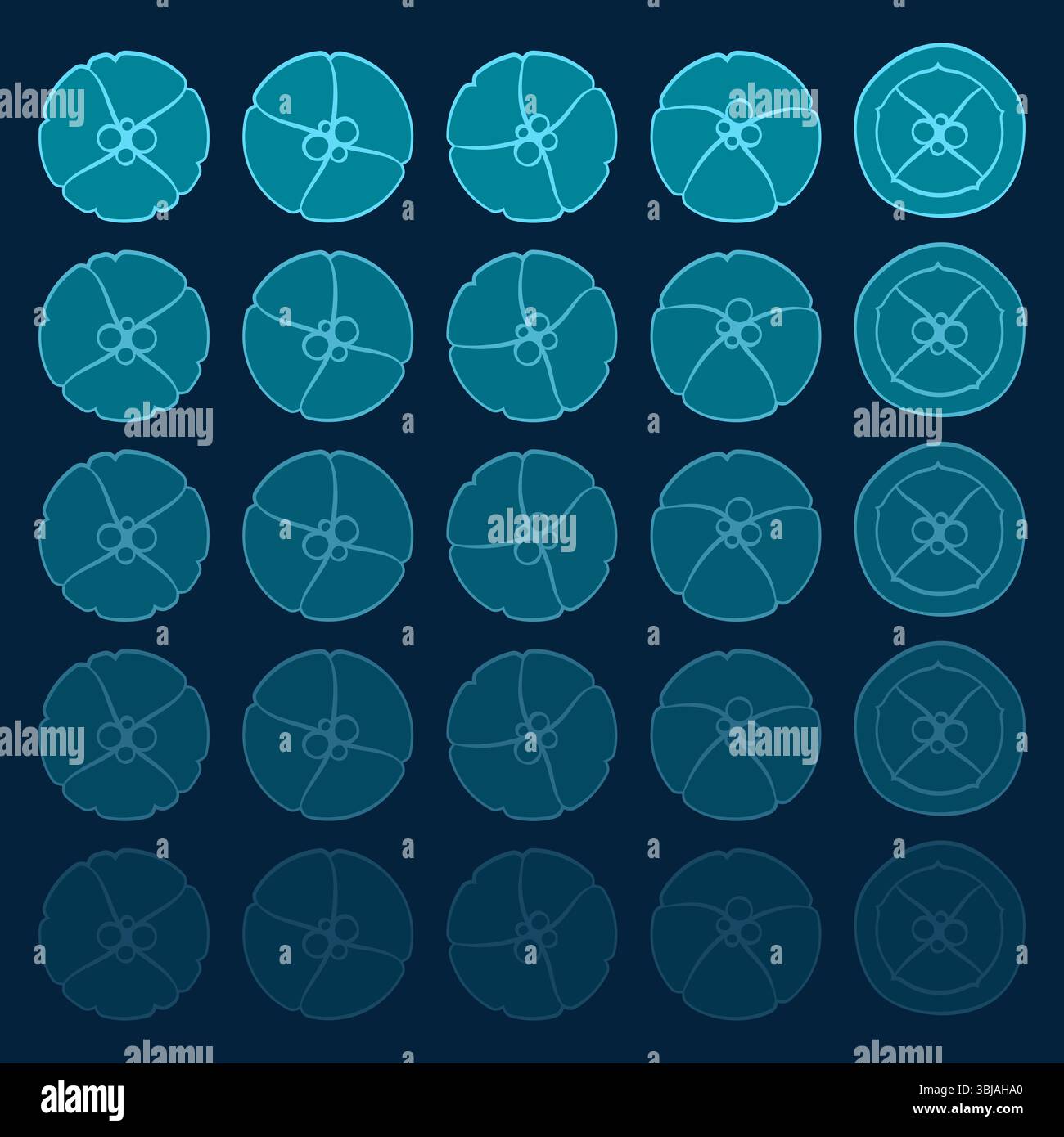 Satz abstrakter Illustrationen mit Quallen. Isolierte Vektorobjekte auf blauem Hintergrund. Stock Vektor