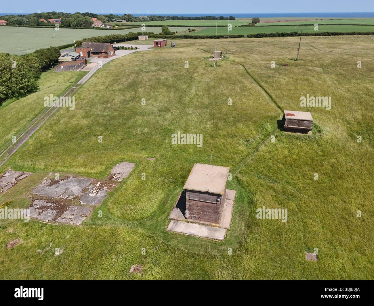 Luftaufnahme der RAF Holmpton, einer ehemaligen Atombunker-Frühwarnstation der Royal Air Force aus dem Kalten Krieg Stockfoto