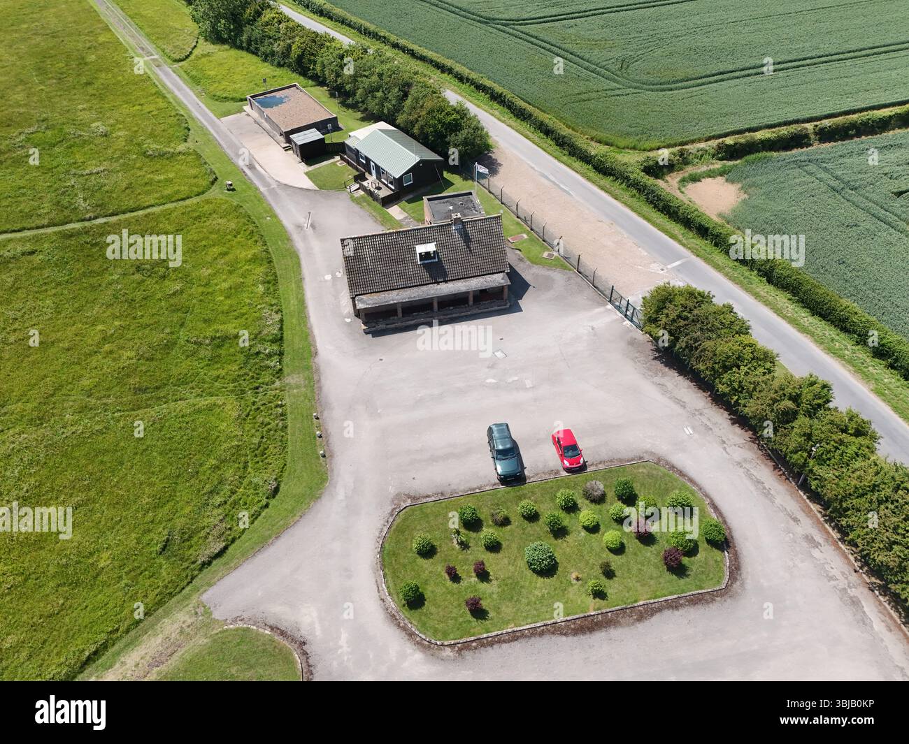 Luftaufnahme der RAF Holmpton, einer ehemaligen Atombunker-Frühwarnstation der Royal Air Force aus dem Kalten Krieg Stockfoto