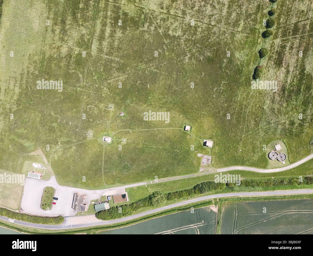 Luftaufnahme der RAF Holmpton, einer ehemaligen Atombunker-Frühwarnstation der Royal Air Force aus dem Kalten Krieg Stockfoto